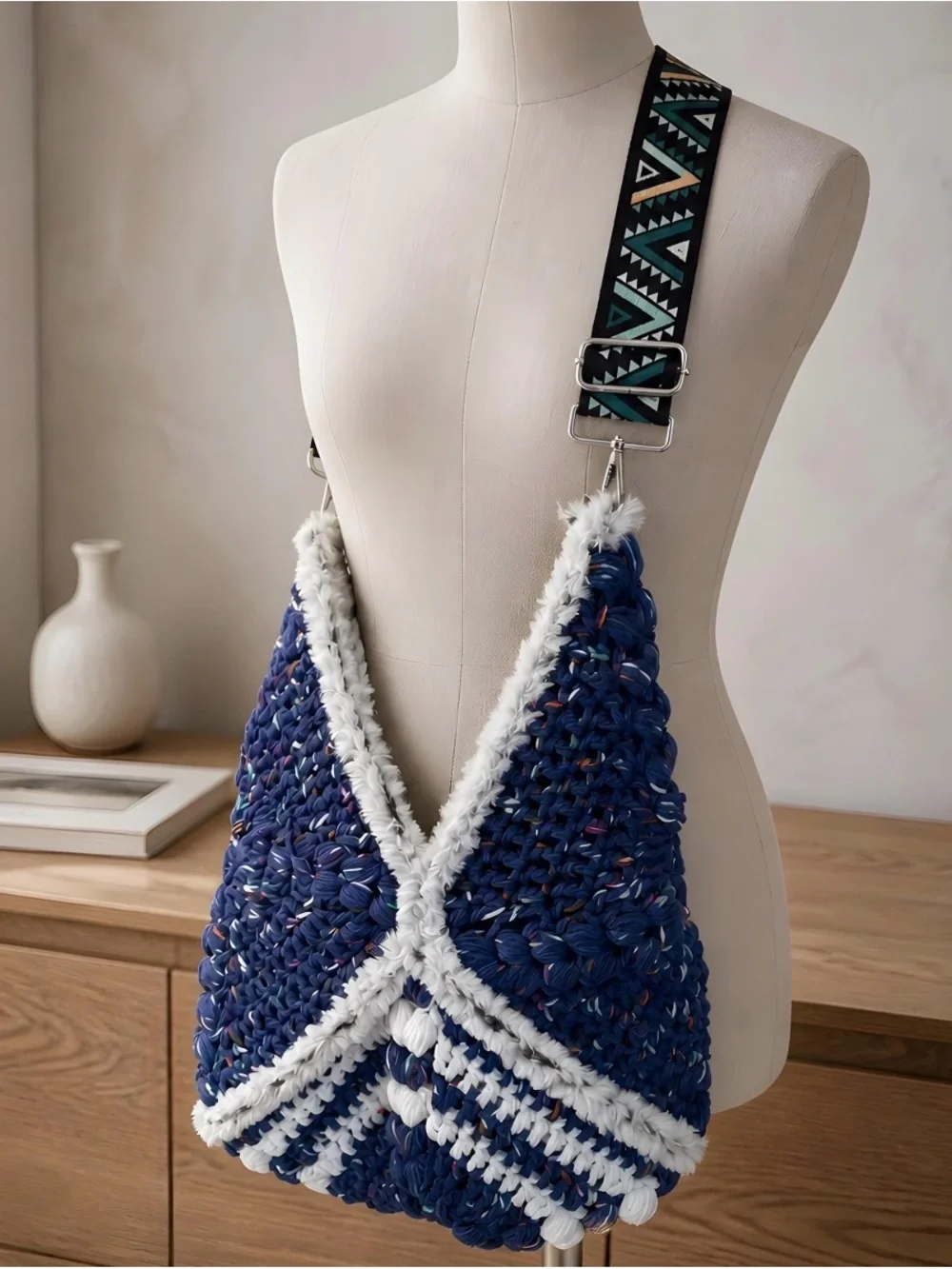 Handmade Crochet Market Bag | Boho Crossbody Tote | Unlined Artisan Shoulder Bag